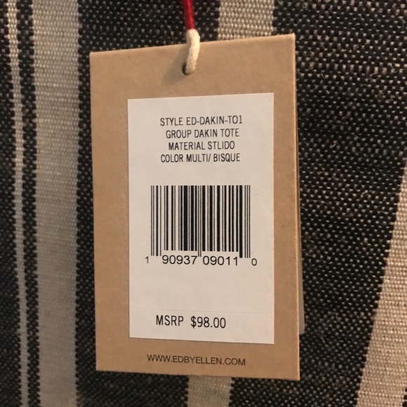 ED by Ellen Degeneres-LIVE LAUGH LOVE large cream/dark jean striped tote NWT - Picture 11 of 11